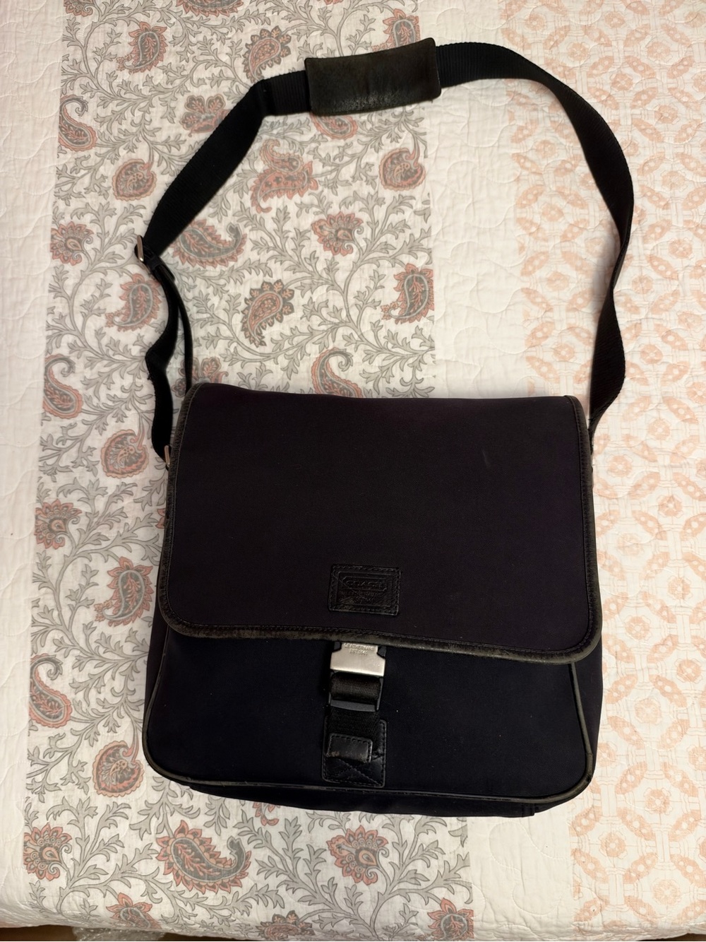 Coach Black Nylon Messenger Bag with Buckle - Crossbody
